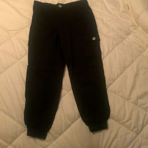 Girls size 8 black cargo type joggers with cinched ankles